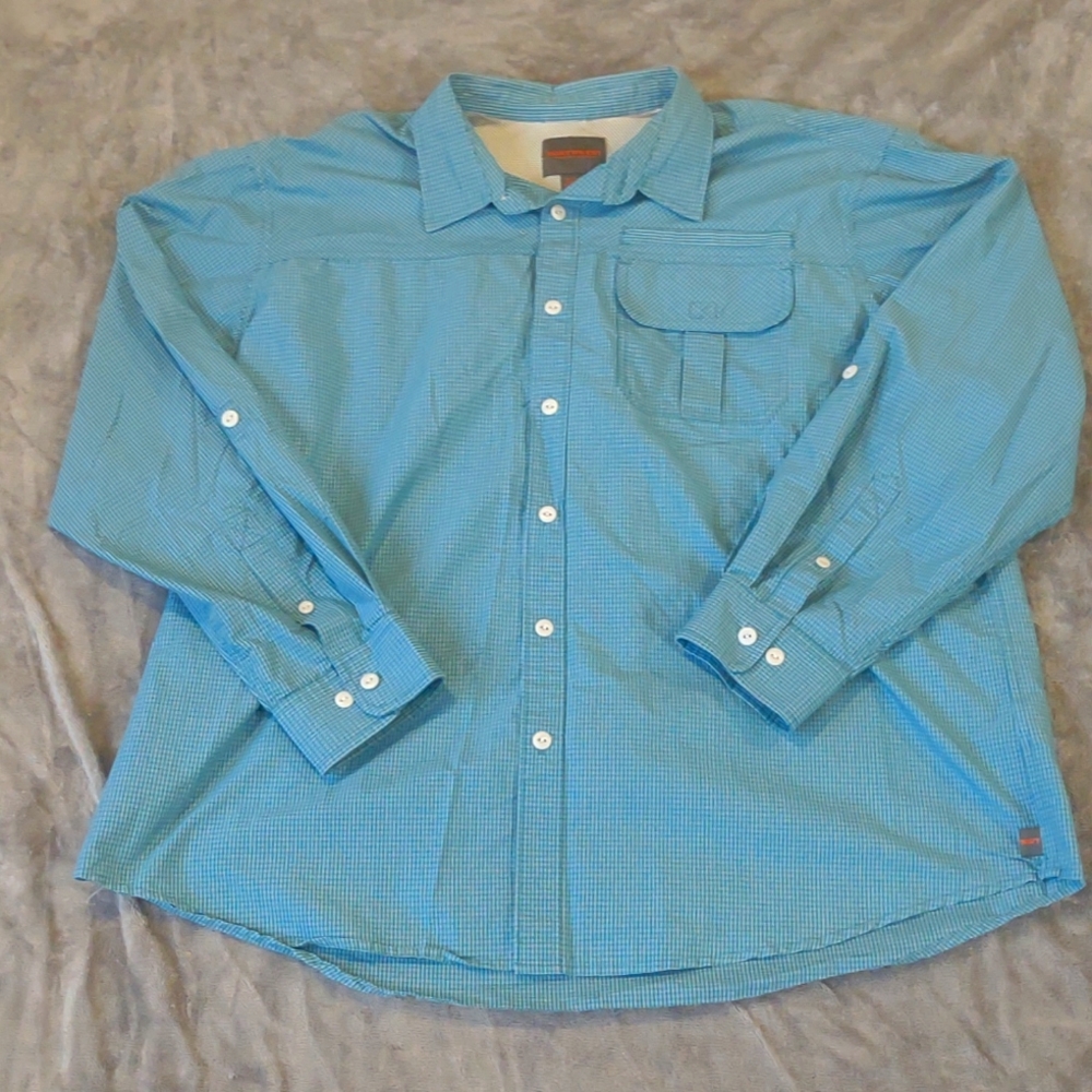 Northwest territory men's 2xl blue- green button up long sleeve